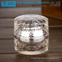 YJ-AD30 30g high clear and glossy silver thick double layers round 1oz diamond acrylic jar